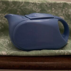 Blue teapot pitcher made for Westinghouse by Hall China